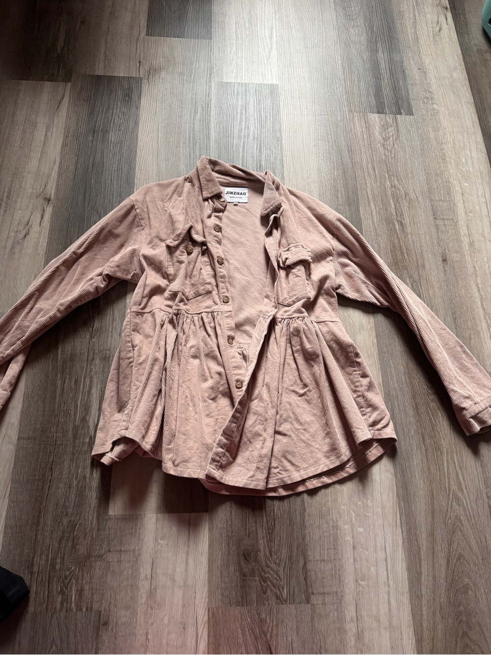 A New Day Pink Peplum Button-Front Jacket